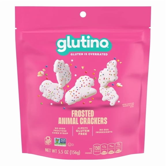 Glutino Gluten Free Frosted Animal Crackers, Gluten Free Snacks, 5.5 oz