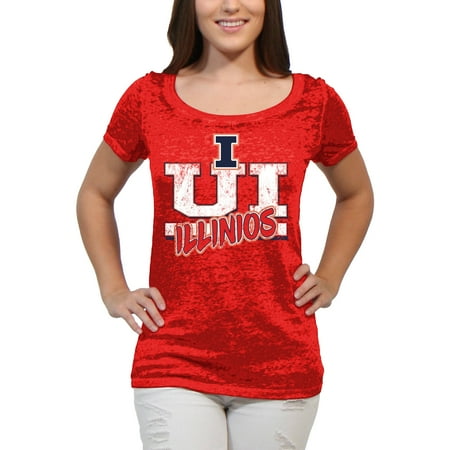 Illinois Fighting Illini Glass - Illinois Fighting Illini Block Graffiti Women'S/Juniors Team Short Sleeve Scoop Neck Tee Shirt