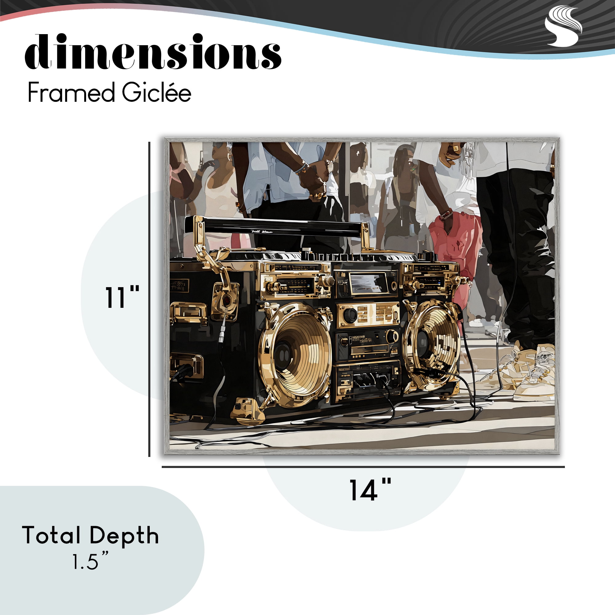 Stupell Industries Golden Stereo Hip Hop Beats Gray Framed Giclee Art, design by Franklyn Gregory