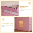 thumbnail image 4 of Loft Bed Twin Size with 7 Storage Drawers, Bookcase and LED Lights, Low Metal Loft Bed with 14" H Guardrail,Ladder,Under-Bed Space,Pink, 4 of 10