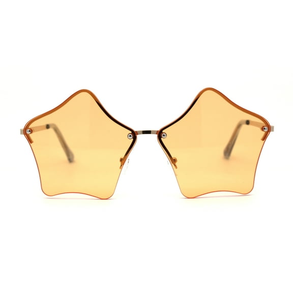 Womens Rimless Star Shape Hippie Groove Pimp Sunglasses Orange