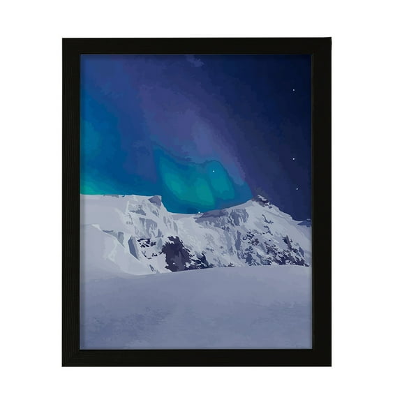 Designs ByLITA Frozen Wonder Polar Nightscape, 11 x 14 Black Wall Print (Framed) | Beautiful Flowers | Stylish Modern Decoration For The Home and Office