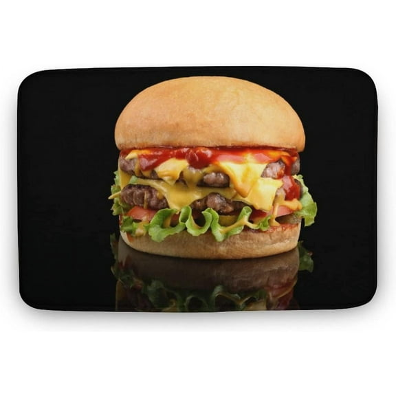 Bathroom Rugs Mat Double Cheeseburger 24 x16 Inch Bath Rugs Absorbent Soft Non Slip Shower Mats for Bathroom Kitchen Diningng Office