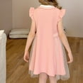 thumbnail image 4 of Big Girls Tulle-Dresses 2025 Size 3-14 Teens Kids Cute Ruffle Sleeve Button Collared Pullover Comfort Vacation Dresses, 4 of 7