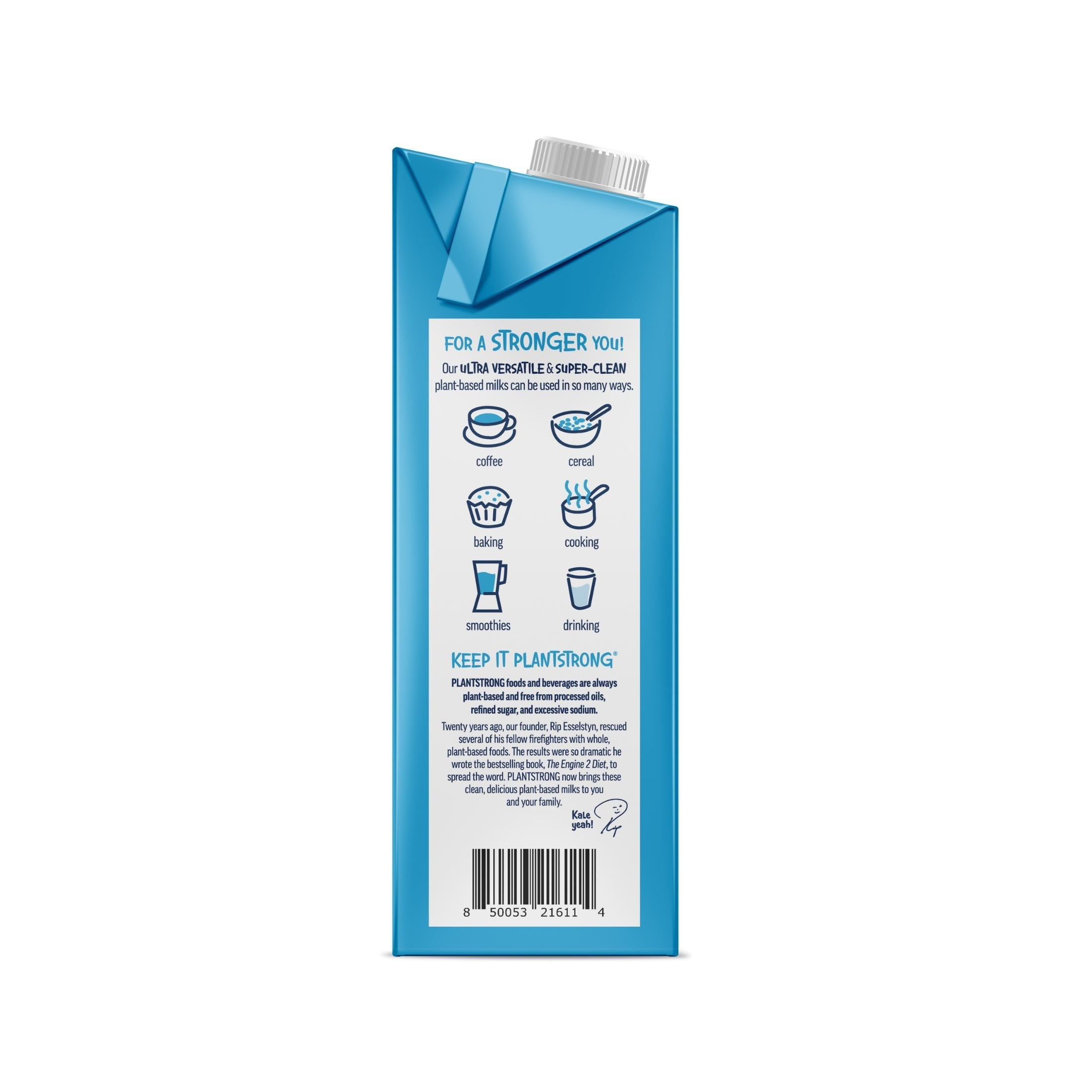 (3 pack) PLANTSTRONG Unsweetened Oat Milk - Whole Fortified Plant Milk