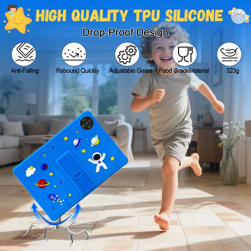 Kids Tablet, 10 inch Android 15 Tablet for Kids, 16GB+128GB Quad-Core Toddler Tablets with Shockproof Case, BT5.0, WiFi 5, Parental Control, Games, Dual Camera