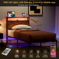 Queen Size Headboard with Storage, LED Lights and Charging Station