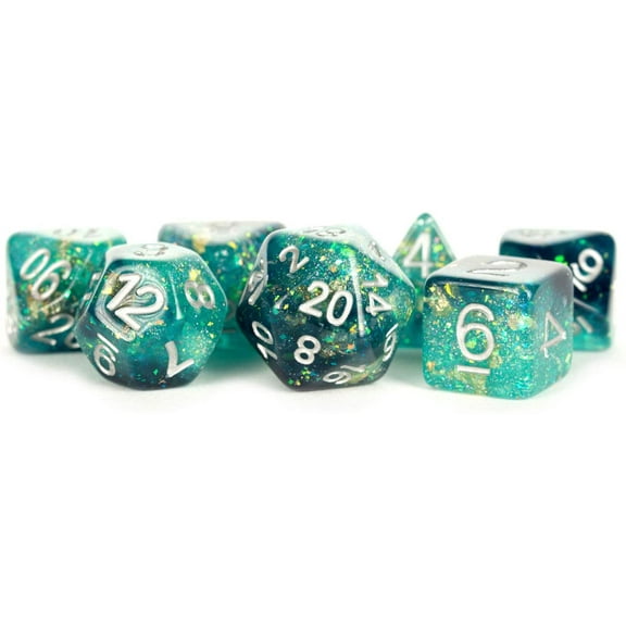 16mm Resin Poly Dice Set: Eternal - Teal/Black