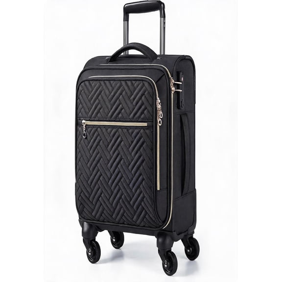 16-Inch Underseat Carry-On Luggage with Spinner Wheels Softside Weekender Bag Black