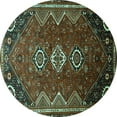 thumbnail image 1 of Ahgly Company Indoor Round Persian Turquoise Blue Traditional Area Rugs, 3' Round, 1 of 4
