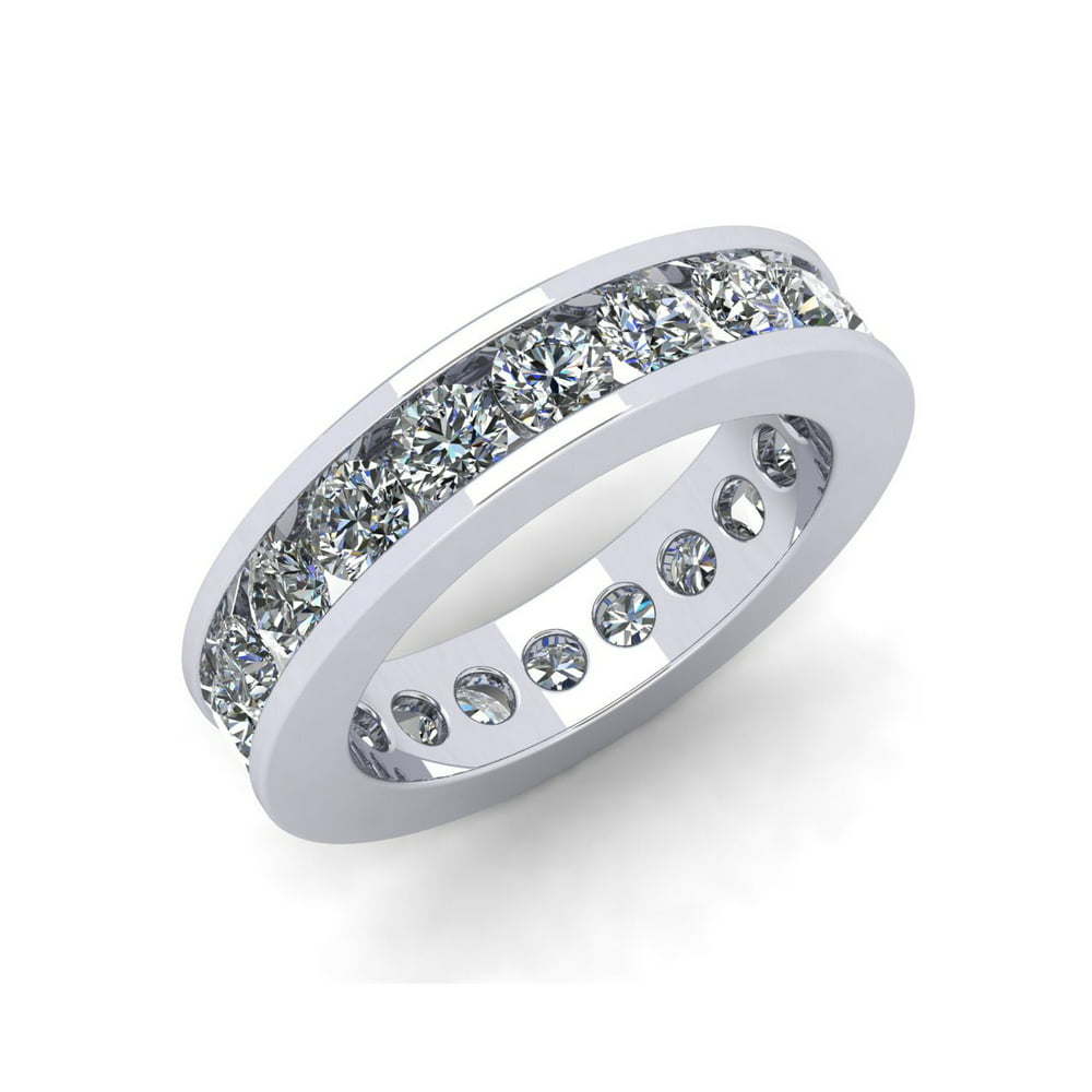 JewelWeSell - Natural 3.00Ct Round Cut Diamond Channel Set Women's ...