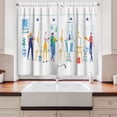 thumbnail image 2 of Ambesonne Painting Kitchen Curtains, Artist People Hobby Themed, 55"x30", Dark Seafoam Coral and Blue, 2 of 3