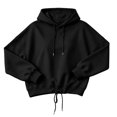 thumbnail image 2 of HAiming Womens Hoodies Long Sleeve Drawstring Solid Color Casual Trendy Sweatshirts Fall Winter Going out Blouses, 2 of 6