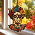 thumbnail image 4 of Day of the Dead Acrylic Suncatcher – Sugar Skull Faux Stained Glass Suncatcher with Marigold & Butterfly, Gift for Dia de Muertos 4330506439 4492, 4 of 4