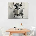 thumbnail image 2 of Orinice  Highland Cow Wall Decor Poster Funny Cow in Toilet Reading Newspaper, Black and White Wall Poster for Bathroom Toilet  16x12in, 2 of 6