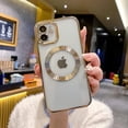 thumbnail image 6 of for iPhone 12 Case Magnetic Clear with Camera Lens Protector Full Protection MagSafe Electroplated Silicone Dust-Proof Net Shockproof Protective Case Cover 6.1 Inch - Gold, 6 of 6