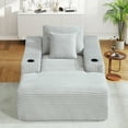 thumbnail image 4 of Muumblus Indoor Chaise Lounge Chair with Cup Holders, No Assembly Required, 67"D Oversized Deep Seat Cloud Couch, Corduroy Boneless Sleeper Sofa Bed for Livng Room, Light Gray, 4 of 11