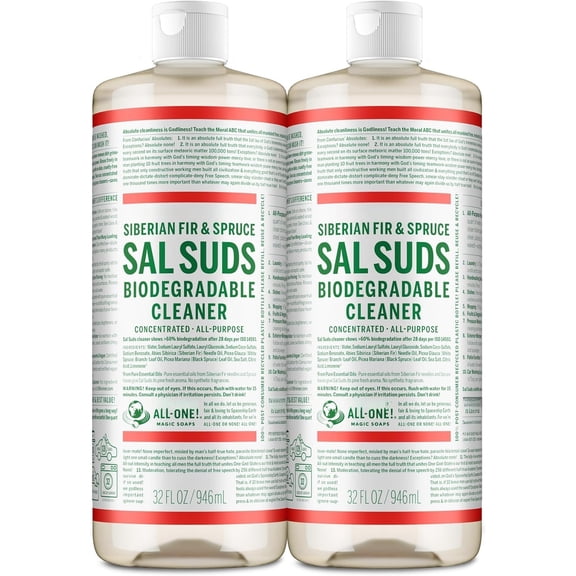 - Sal Suds Biodegradable Cleaner (32oz, 2-Pack) - Concentrated  Purpose Cleaning Solution & Mop Soap, For Floors, Laundry & Dishes -  Formula Made with -Based Surfactants