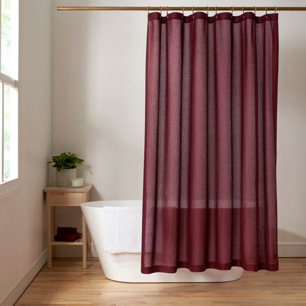 Gap Home Solid Textured Organic Cotton Shower Curtain, berry, 72"x72