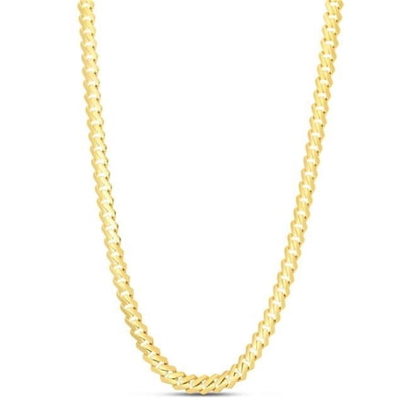 14K Yellow Gold High Polished Monaco Edge Necklace with Box & Both Side Push Clasp