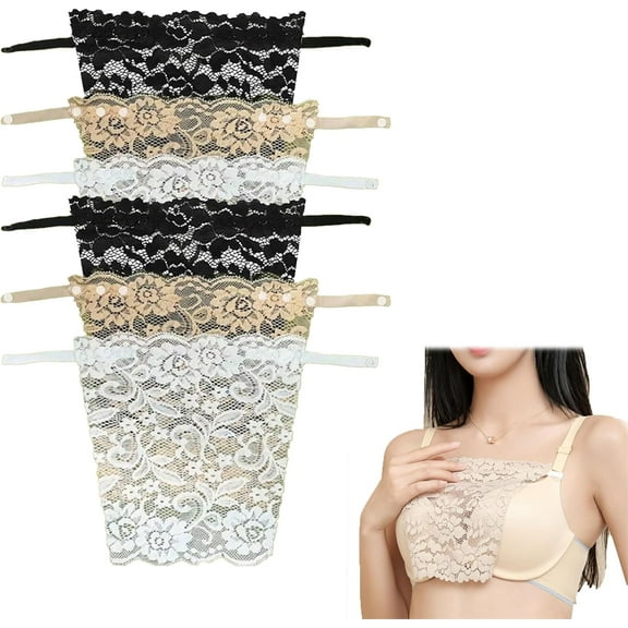6 Pieces Lace Clip-on Mock Camisole Bra, Insert Overlay Modesty Panels for Low Cut Tops Camisole Tops