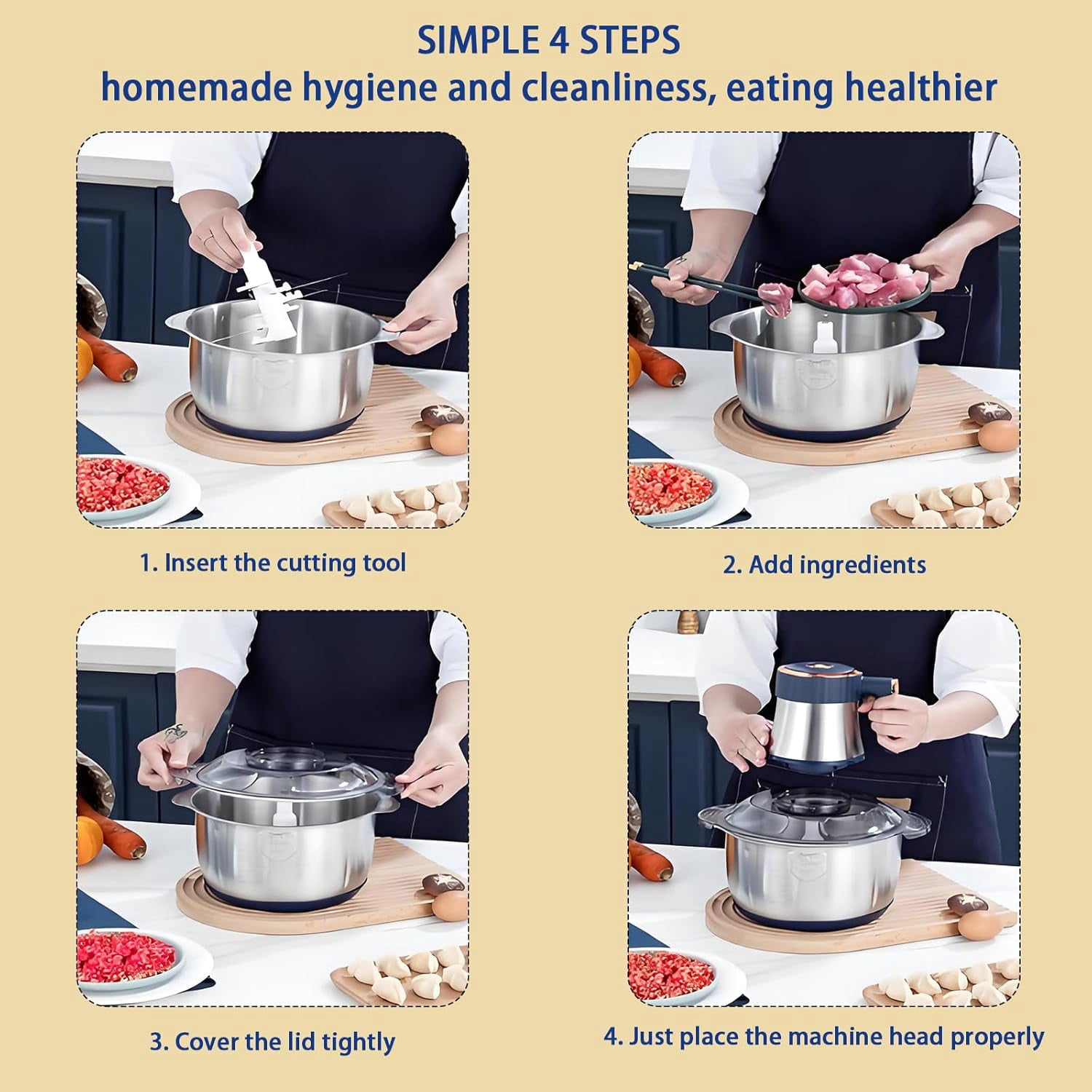 5L Electric Meat Grinder Multifunction Food Processor Chopper ( Blue )
