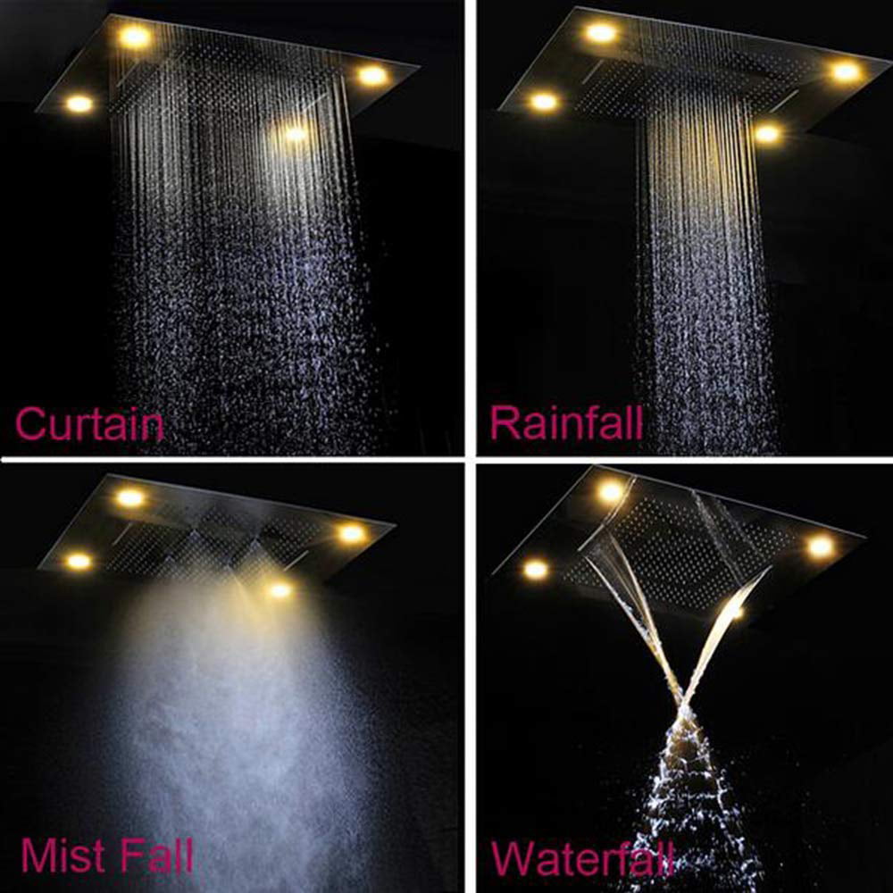 HDD510 Cascada Luxurious Recessed Large LED Waterfall Rainfall Shower System