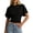 black, variant on Batwing Short Sleeve Tops for Women Crewneck Solid Color Ruched Cinched Waist Crop Tee Loose Fit Tops for Outings