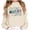 Beige, variant on Women's Sweatshirt New Letter Printed Round Neck Pullover Street Long Sleeve Pullover Hoodie with Trendy Graphic Orange M