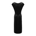 thumbnail image 2 of B91xZ Robe Décontractée Ample pour Femmes Col en V Profond Manches Courtes Longue Robe de Soirée Maxi Robes de Mariage, Noir P, 2 of 4