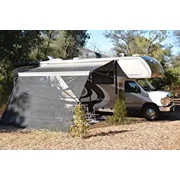 RV Awning Shade Motorhome Patio Sun Screen Complete Deluxe Kit (Black) (10'x10')