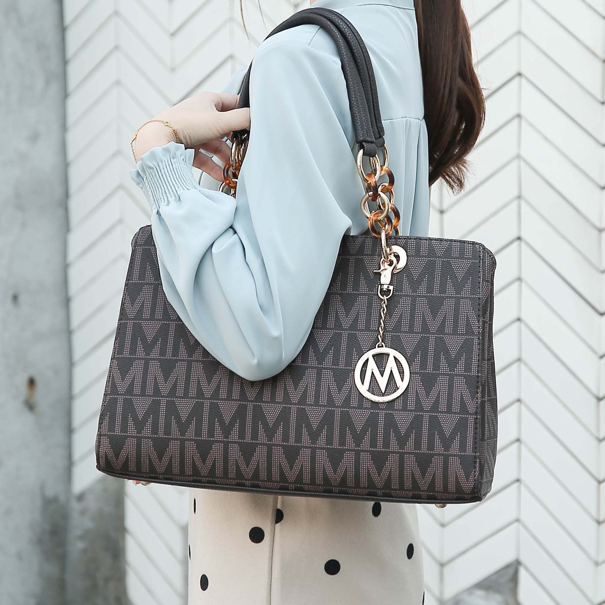 MKF Collection Sirna Women's Satchel Bag Signature Vegan LeatherShoulder Bag Handbag Purse By Mia K.- Burgundy