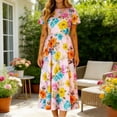 thumbnail image 6 of TaTaai Women's Casual Maxi Dress Round Neck Sleeveless Floral Print Fitted Stretchy Summer Dress Rose Pattern Long Dress Gift, 6 of 6