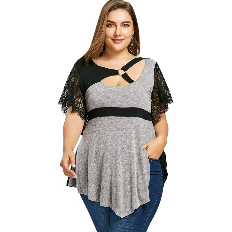 Summer Blouses For Women Plus Size Bell Sleeve Empire Waist
