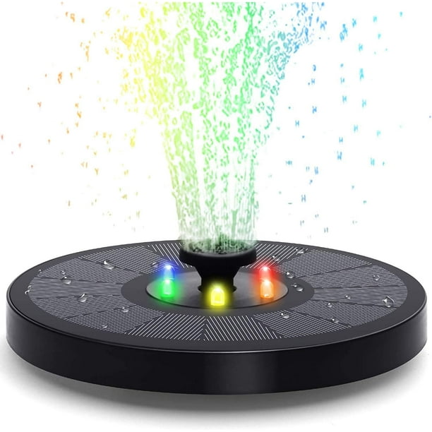 Fuente solar de 3 W con LED, 7 efectos, batería de 2000 mAh, bomba solar para estanque, bomba solar para fuente de agua, bomba para fuente de estanque, estanque de peces, baño para pájaros, jardín