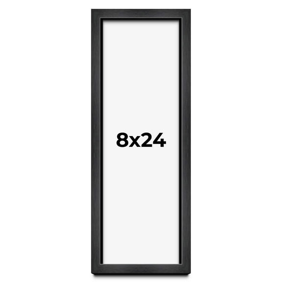 8x24 - 8 x 24 Charcoal Flat Solid Wood Frame with UV Framer's Acrylic & Foam Board Backing - Great