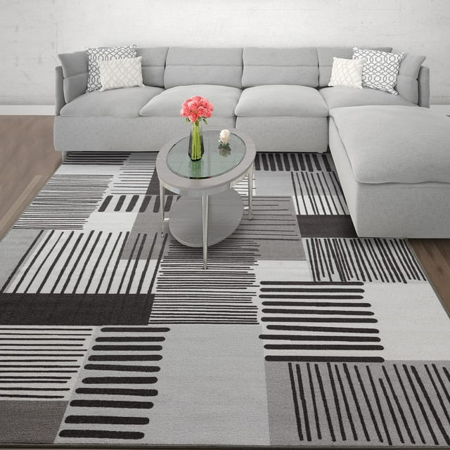 BY COCOON 5'x7' Area Rug | Area Rugs For Living Room Carpet For Bedroom Rug Washable Rug (160 Cm x 225 Cm Grey Rug)