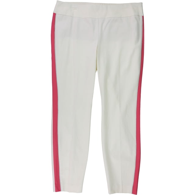 Alfani Pantalones casuales con rayas laterales para mujer, color blanco roto, 4 Alfani Pantalones