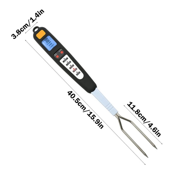 Rkxzt Grill Thermometer Digital Electronic Meat Thermometer Fork, BBQ Cooking Thermometer with LCD, Dual Stainless Steel Probes, -50