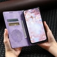 thumbnail image 5 of SaniMore for Google Pixel 8 Case, PU Leather Embosed Mandala Flower Wallet Protective Phone Cover Card Slots Pocket Purse Women Men Kickstand Vintage Shockproof Anti-fall Shell, Purple, 5 of 10