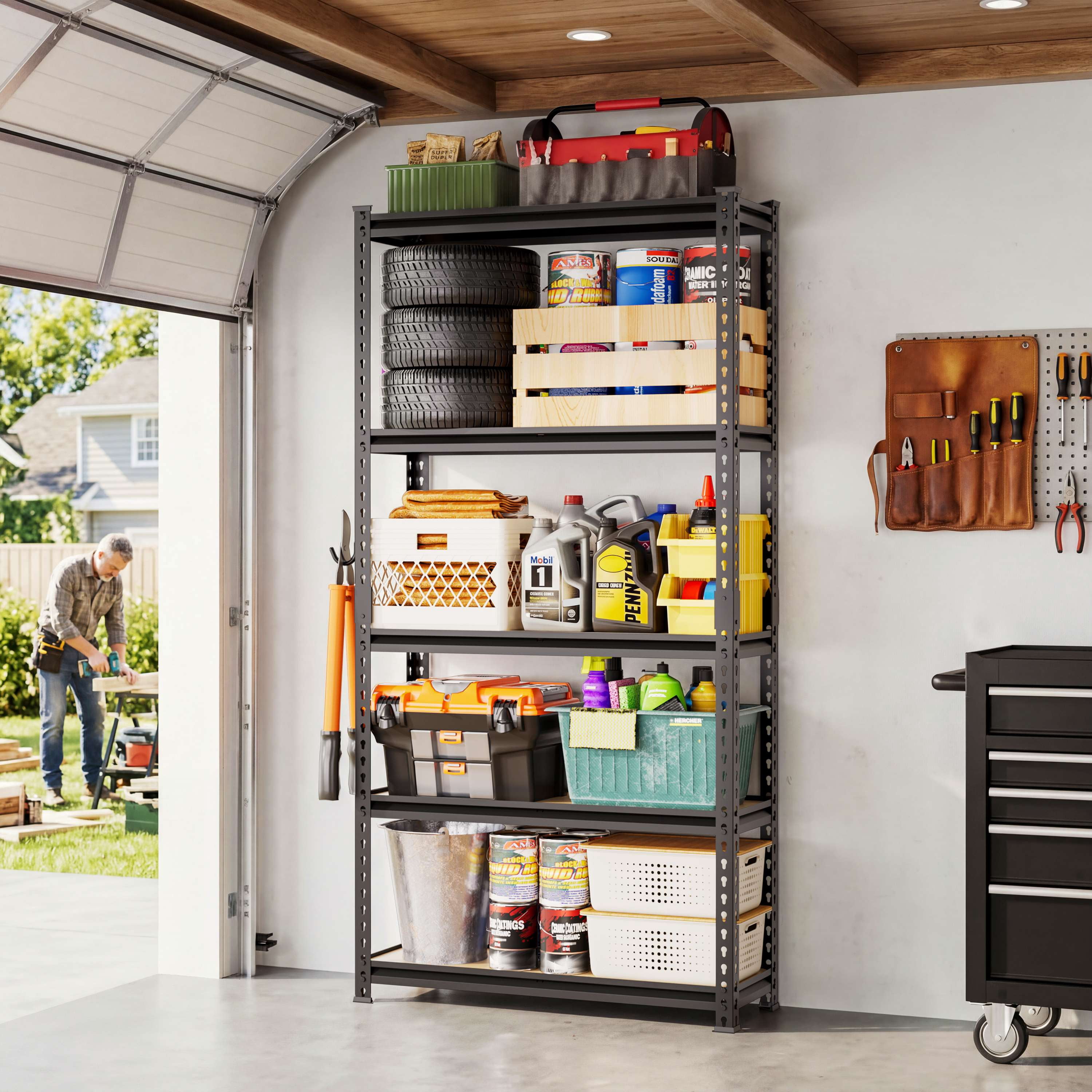 DYNALOAD 2000 lb Heavy Duty Garage Shelving Unit, 5-Tier Adjustable Metal Storage Shelves, 36" W x 12" D x 72" H