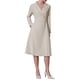 thumbnail image 2 of Vestido midi plisado de línea A con cuello de solapa para mujer Inspire Chic, de manga larga, color beige, 2 of 5