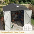 thumbnail image 3 of Homall 8 x 6 ft Outdoor Storage Shed, Durable Patio Metal Storage Shed with Floor Frame & Lockable Doors for Garden Backyard Lawn, White, 3 of 7