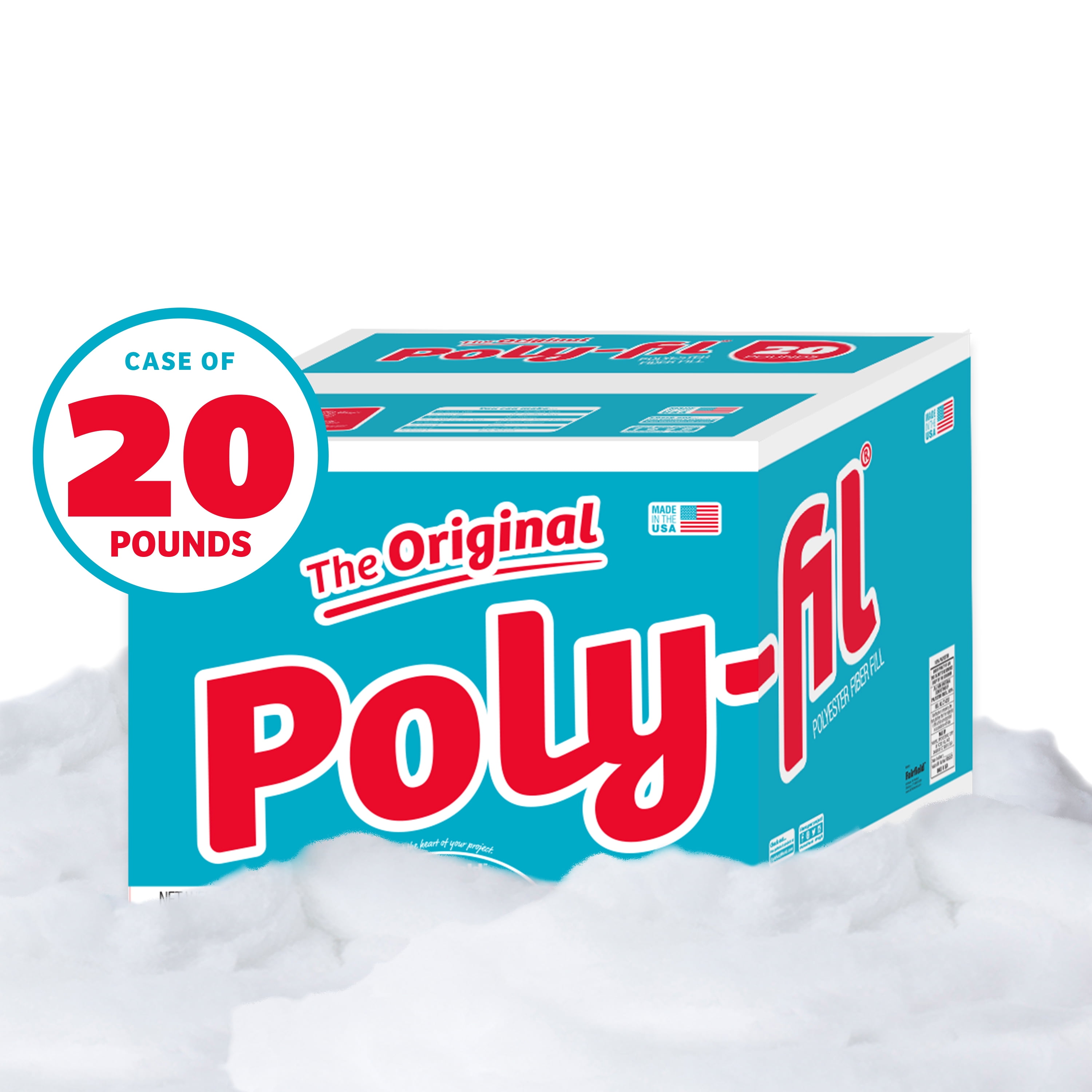 (3 pack) Poly-Fil Polyester Fiberfill Stuffing, 20lb Box, Bulk, by Fairfield