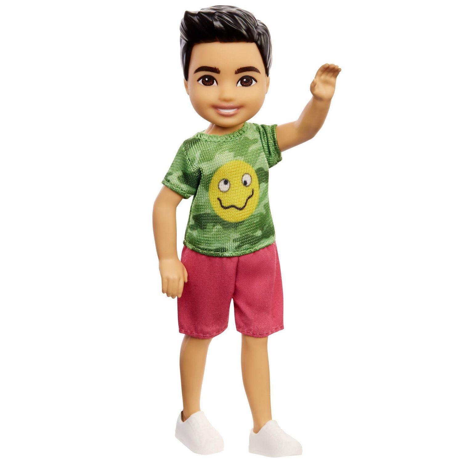 Barbie Chelsea Boy Doll (6-inch Brunette) Wearing Camo T-Shirt, Shorts and Sneakers, Gift for 3 to 7 Year Olds