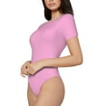 thumbnail image 2 of Daiia Pink Women'S Crew Neck Short Sleeve Slim Fit T Shirts Tops Basic Bodysuit Leotard Clothing-X-Large, 2 of 9
