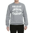 thumbnail image 2 of Fueled by Jesus and Coffee Funny Christian | Mens Inspirational/Christian Crewneck Graphic Sweatshirt, Heather Grey, 3XL, 2 of 3