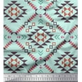 thumbnail image 1 of Soimoi Green Rayon Crepe Fabric Geometric Ikat Printed Craft Fabric by the Yard 46 Inch Wide, 1 of 3