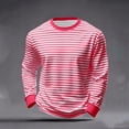 thumbnail image 2 of Long Sleeve Shirts for Men, Striped T Shirts for Men Casual Color Block Shirt Long Sleeve Trendy Summer Tops Mens Plus Size Classic Crew Neck Tee, 2 of 6