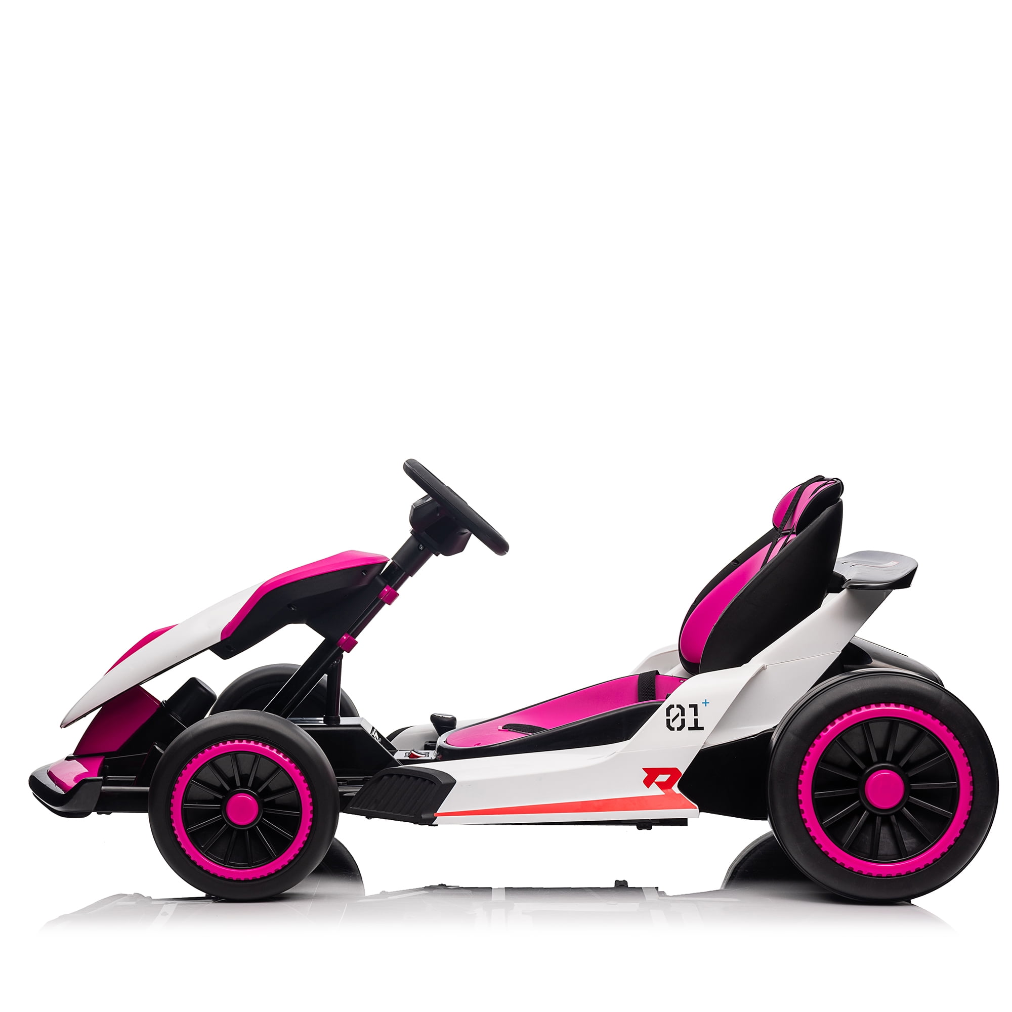 24V Electric Go Kart ride on toys for boys girls Age 6+, Rose Pink